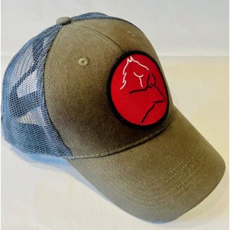 Casquette "trucker" 6 panneaux écusson cousu avec logo brodé