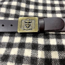 Ceinture cuir marron foncé et boucle croix de Camargue